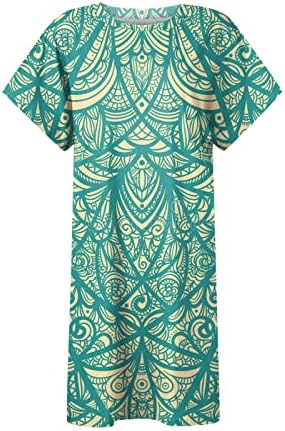 Ljetne haljine za žene 2023 Baggy Scoop vrat Split Bat kratki rukav mini haljine casual plaža Print Tes haljina