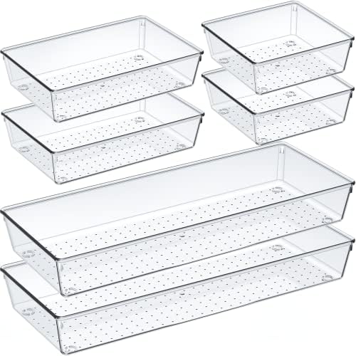 6 paket prozirnih plastičnih fioka Organizator Set, akrilna neklizajuća kuhinjska ladica ladica za odlaganje