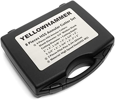 Yellowhammer 8 komad Premium prstenasti set rezača, 3/4 Weldon Shank, 2 dubina rezanja, uključuje prečnike 1, 1-1/8, 1-1/4, 1-1/2, 1-3/4, 2, 2 pilot igle i futrola za spremanje