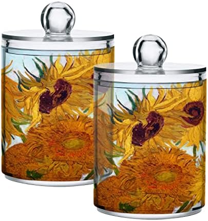 Alaza 2 Pack Qtip držač Dispenser Van Gogh Sunflower Organiser Organizer organizator za pamučne kuglice