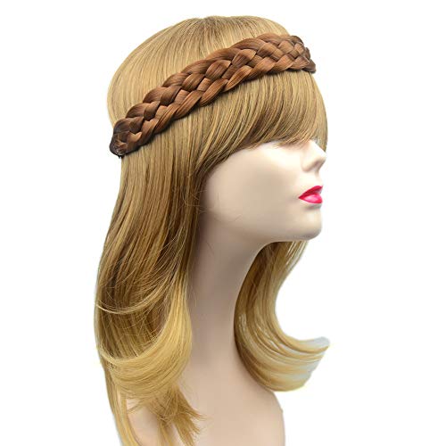 BOBIYA 5 pramenova Sintetička kosa pletena traka za glavu klasična zdepasta široka pletena pletenica traka za glavu elastična rastezljiva pletena traka za glavu za žene
