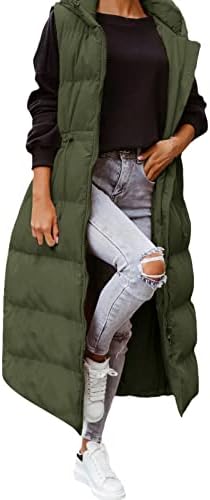 Snksdgm ženske padajuće jakne plus veličina puffer gilet dugačak prsluk bez rukava dužine koljena, zgušnjavajući vanjski kaput