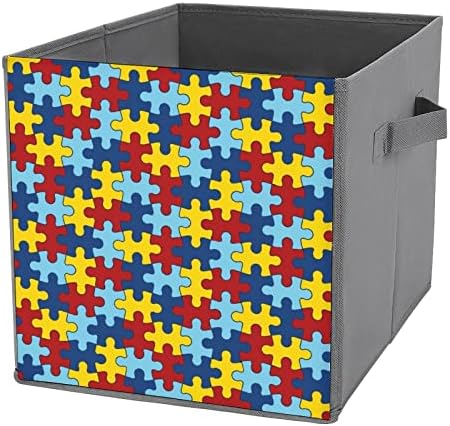 Ovjesnost autizma Uzorak svladava kockice za skladištenje tkanine 11 inča Sklopivi kanti za pohranu s ručkama