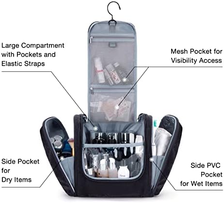 BagSmart Electronic Organizator i ekstra velikom toaletnom vrećicom sa visećim kukom za kozmetičku torbu