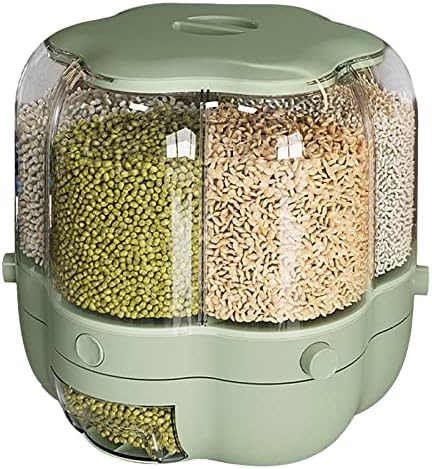 Ahouger spremnik za žitarice, nadogradite rotirajući dozator za hranu za 360 stepeni sa poklopcem otpornim na vlagu za domaćinstvo, posuda za dozator za sav pasulj, ječam, proso, pirinač