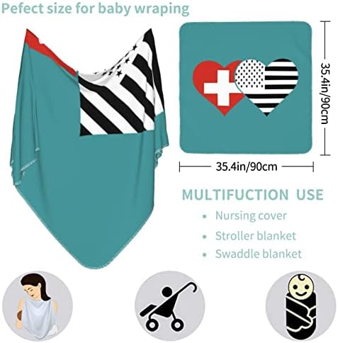 Švicarska zastava i američka zastava za bebe prekrivač koji prima pokrivač za novorođenčad novorođenče