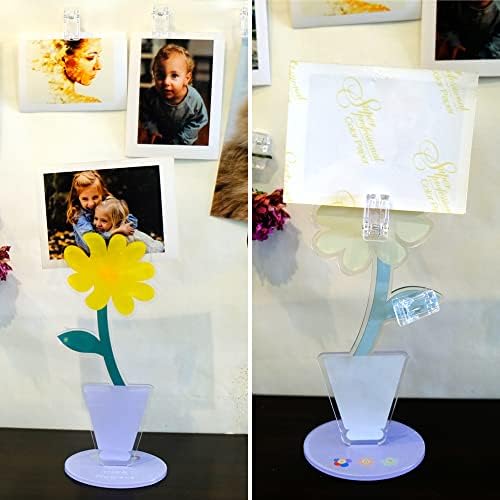 Stolni meno držač postolja od 4, slatka cvjetna stola za prikaz zaslona za prikaz isječka za kućnu kancelariju Slika memoracije papir na notu razglednice prikaz