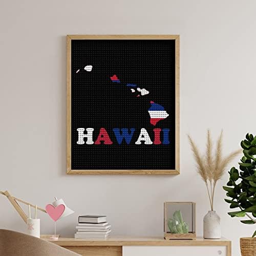 Karta Državne zastave Havaja Dijamantska umjetnička slika okrugla puna slika za zidnu dekoraciju spavaće