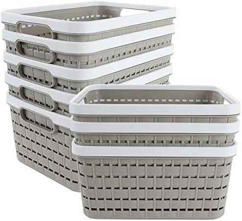 Acrux7 8 pakovanja plastičnih korpi za odlaganje 9,2 x 6,8 x 4,7 inča prenosiva Plastična tkana kuhinjska korpa frižidera korpa za kupatilo Desktop kutija za odlaganje kuhinje, kupatila i ormarića