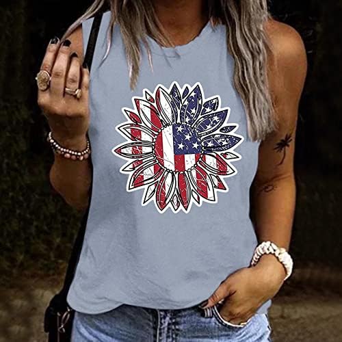 4. srpnja Košulje za žene za žene USA zastave Ljetne casual majica bez rukava Starsed Patriotske fitness tenkovi