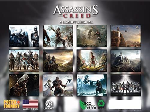 Assassins Creed Calendar 2023 Mjesečni zidni kalendari Video Game Gaming Valhalla Merchandise Veliki planer 24 mjeseca - Full 2023 Napišite na Grid Plus Bonus 2024 Preview Chart - izrađen u SAD-u