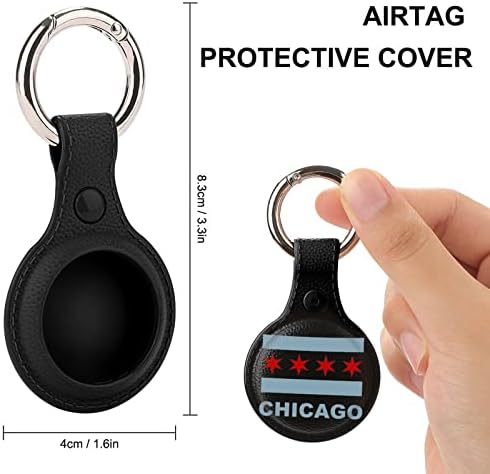 Zaštitna futrola za zastavu Čikaga kompatibilna za AirTag držač lokatora protiv gubitka s privjeskom za ključeve za ovratnik za prtljag u novčaniku Cat Dog Pets