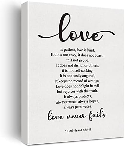 Biblijski stih Art Wall Decor 1 Corinthians 13: 4-8 ljubav nikad ne Iznevjeri Sveto pismo slika na platnu