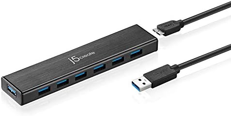 j5create 7-Port USB 3.0 Data Hub sa 3.3 ft produženim kablom [uključen Adapter za napajanje od 20 W] za Mac, MacBook,