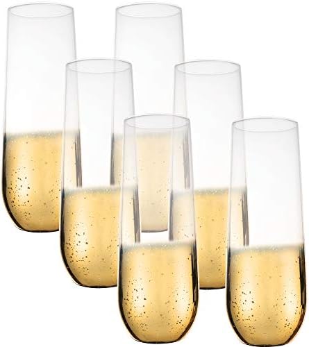 Kuhinja Lux 10oz highball tumblers - set od 6 čaša za piće - čistog stakla sa zlatnim obručem - vino, pucnjevi, kokteli, šampanjci, svenamjenske čaše, elegantni materični dizajn, perilica bez suđa