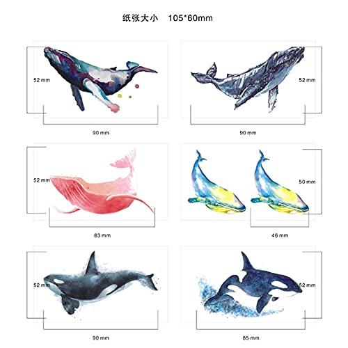 Jjkun 2 kom. Originalni akvaretni kitovi Kombinacije kombinacije vodootporne naljepnice za tetovažu koja