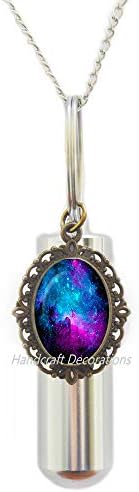 HandcraftDecorations Nebula Space Glass Urn.Galaxy kremacija urn ogrlica.Space, univerzum nakit.Turquoise,