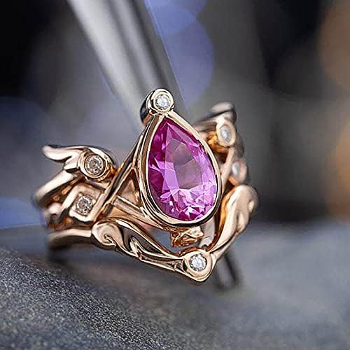 2023 Izvrsni dijamantni crveni cirkonski prsten u obliku dijamanta za žene za angažman prsten Chunky početni prsten