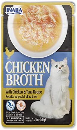 INABA prilog od pileće čorbe za mačke sa vitaminom E, osam vrećica od 1,76 unci, recept za piletinu i tunjevinu
