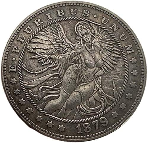 1879 lutajući novčić Angel Fairy lijepa djevojka Mesingana stara srebrna medalja kolekcionarski novčić