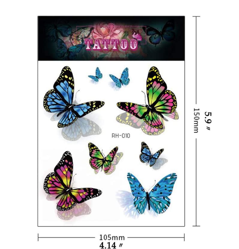 Jjkun 8 listova ljubičasta leptira vodootporna privremena tetovaža Muškarci Kozmetički životinje Tatoos za