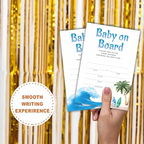 Goxzyn bebe Pozivi za tuširanje - beba na brodu, tema za surfanje - 25 dvostranih pozivnica sa kovertama -