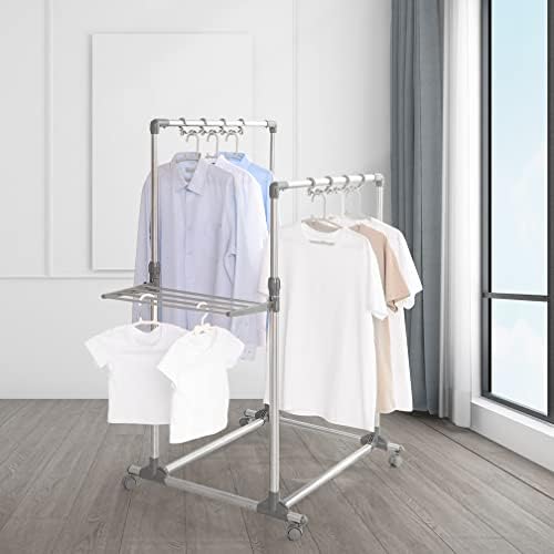 Hershii Rolling Garment stalci za kačenje odeće za teške uslove rada stalak za sušenje odeće dvostruke