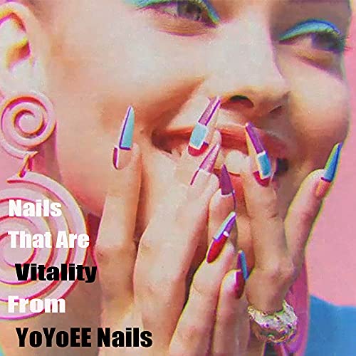YoYoee slatka presa na noktima-krave Coffin Long Flase nokti Savjeti akril Full Cover lažni nokti za žene i djevojke 24kom