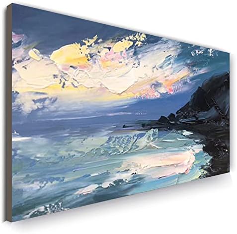 Veliko okeansko platno ulje, originalna slika morskog ulja, apstraktno Nebesko slikarstvo, velika zidna Umjetnost ljubičasta apstraktna slika,Nebesko ulje 96x48inch Neuramljeno