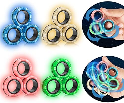 Mboutriziranje magnetskih prstenastih igračaka za prste, 12pcs Glow u tamnim magnetskim prstenovima