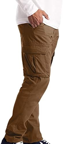 Bobt muške teretne hlače od pune boje casual multiple džepove na otvorenom ravno tipa fitness hlače