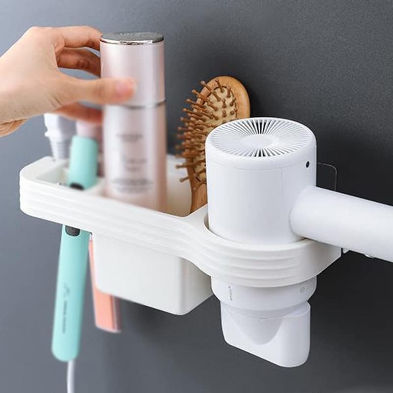 PDGJG ruke besplatna držač za sušilo za kosu za odlaganje kutije za odvlačenje uvlačenje za kupatilo Organizator Skladišni nosač kupaonica Pribor za kupaonice
