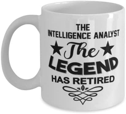 Intelligence Analyst šolja, legenda je u penziji, novost jedinstvene ideje za poklone za obavještajnog analitičara, šolja za kafu šolja za čaj Bijela