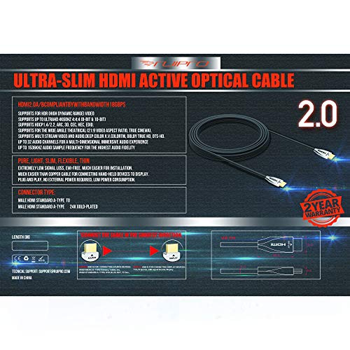 RuiPro Fiber Optic HDMI kabl 50ft 4K 60FPS HDMI 2.0 18Gbps Aktivni optički kabel / YUV4: 4: 4 201a