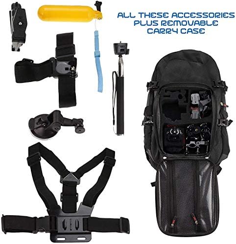 Navitech akcijski ruksak za akciju i 18-in-1 dodatni komplet sa integriranim remenom prsa - kompatibilan s Polaroidom podvodnom kamerom