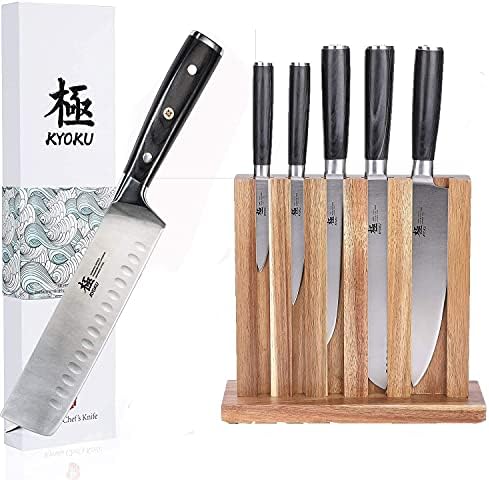 KYOKU Samurai serija-5-Set noža sa blokom + 7 Nakiri nož za povrće - japanski visokougljični čelik