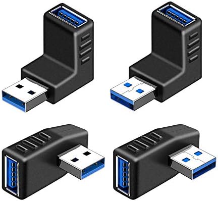 Urtop 4 Pack USB 3.0 muški na ženski ugaoni Adapter, lijevo desno gore i dolje ugao 90 stepeni 270 stepeni