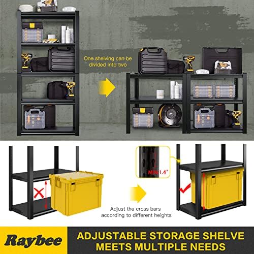Raybee garažne police, 2000klbs za pošiljku za teške uvjete sa 5-nivoa podesivim metalnim policom,