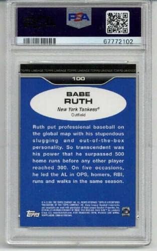 TOPPS 2011 LINEAGE # 100 babe ruth karta New York Yankees PSA 10 nisko pop 14 Rijetko - bejzbol kartice u obliku ploča