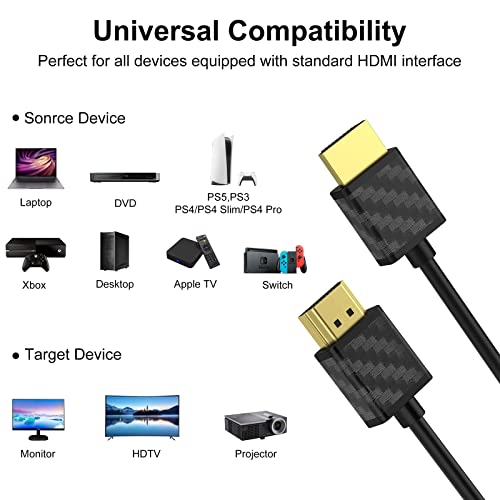 Soeybae 4K HDMI kabl 10ft, HDMI 2.0 kablovski nosači 4k @ 60Hz, 3D, 2160p, 1080p, Ethernet, HDCP 2.2, luk,