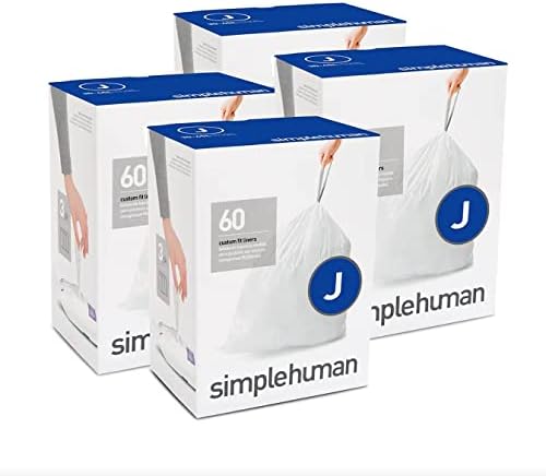 SimpleHuman kodeks J Custom Fit Torbe za smeće u pakovanju raspršivača, 30 litara / 8 galona, ​​bijela - 240 obloga