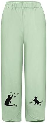 Gufesf ženske pantalone za ženske posteljine, ženske obrežene pamučne posteljine kaprisu hlače ljeto konusne