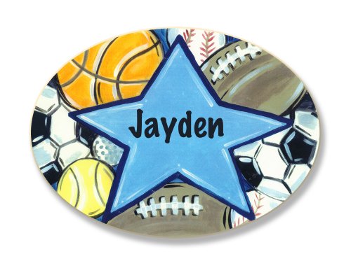 Dječija soba Stupella Jaydena, personalizirana ovalna zidna ploča All Star Sports