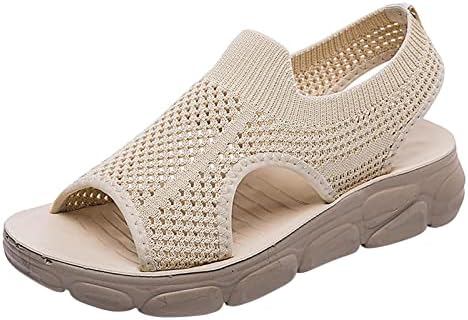 Sandale za žene Čvrsta boja tkane mreže ravne potpetice Peep cipele za plažu za plažu ljetne casual ženske cipele