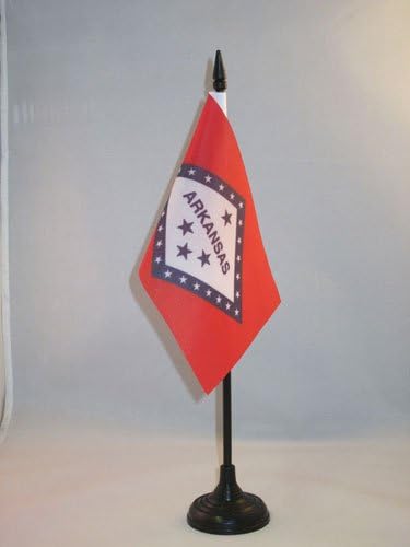 AZ zastava Arkansas stolna zastava 4 '' x 6 '' - američka država Arkansas stolna zastava 15 x 10 cm - crna plastična stick i baza