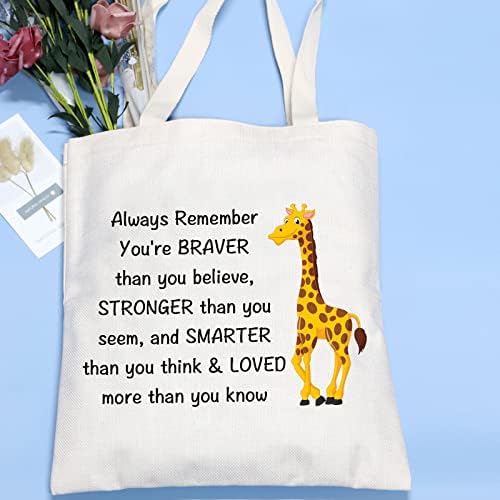 Žirafa tote torba životinja žirafa ljubavnik poklon ramena višekratna torba za kupovinu hrabriji ste nego što vjerujete inspirativni pokloni