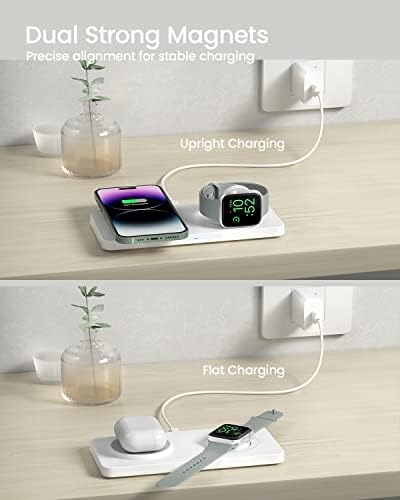 GEEKERA Magnetic Wireless Charger, 2 u 1 podloga za bežično punjenje za iPhone i Apple Watch, kompatibilan