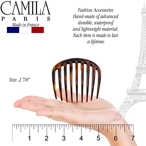 Camila Paris CP2431 francuski češalj za kosu sa strane mali zaobljeni oklop kornjače, francuski češljevi za kosu, kopče za kosu sa jakim držanjem za žene punđa Šinjon, bez klizanja ženski dodaci za kosu napravljeni u Francuskoj