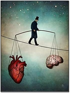 Apstraktna umjetnička ilustracija akrobatska izložba ljudskih organa srce i mozak platneni zid umjetnička