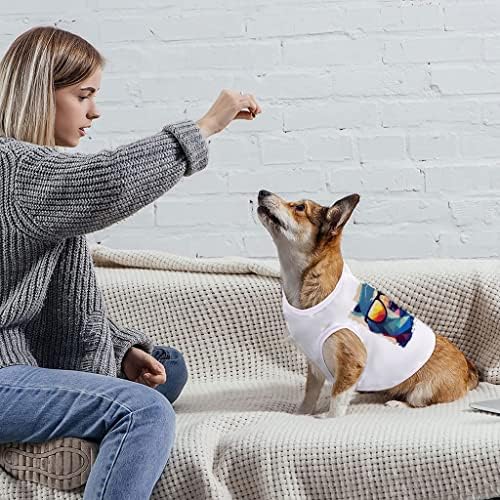 Hipster Actional Art Dog tenk - Majica Bear Dog - Cool Dog Odjeća - Bijela, S